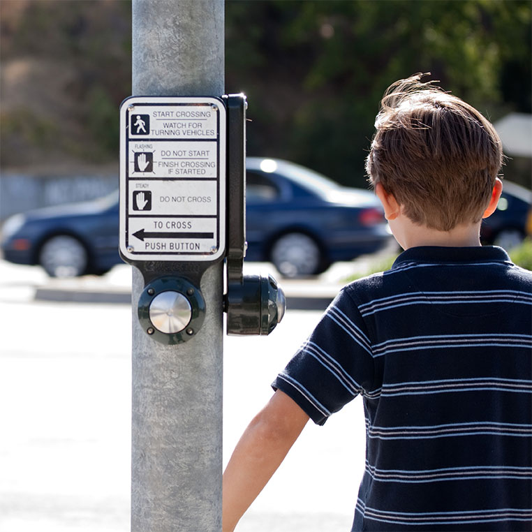 child at crosswalk